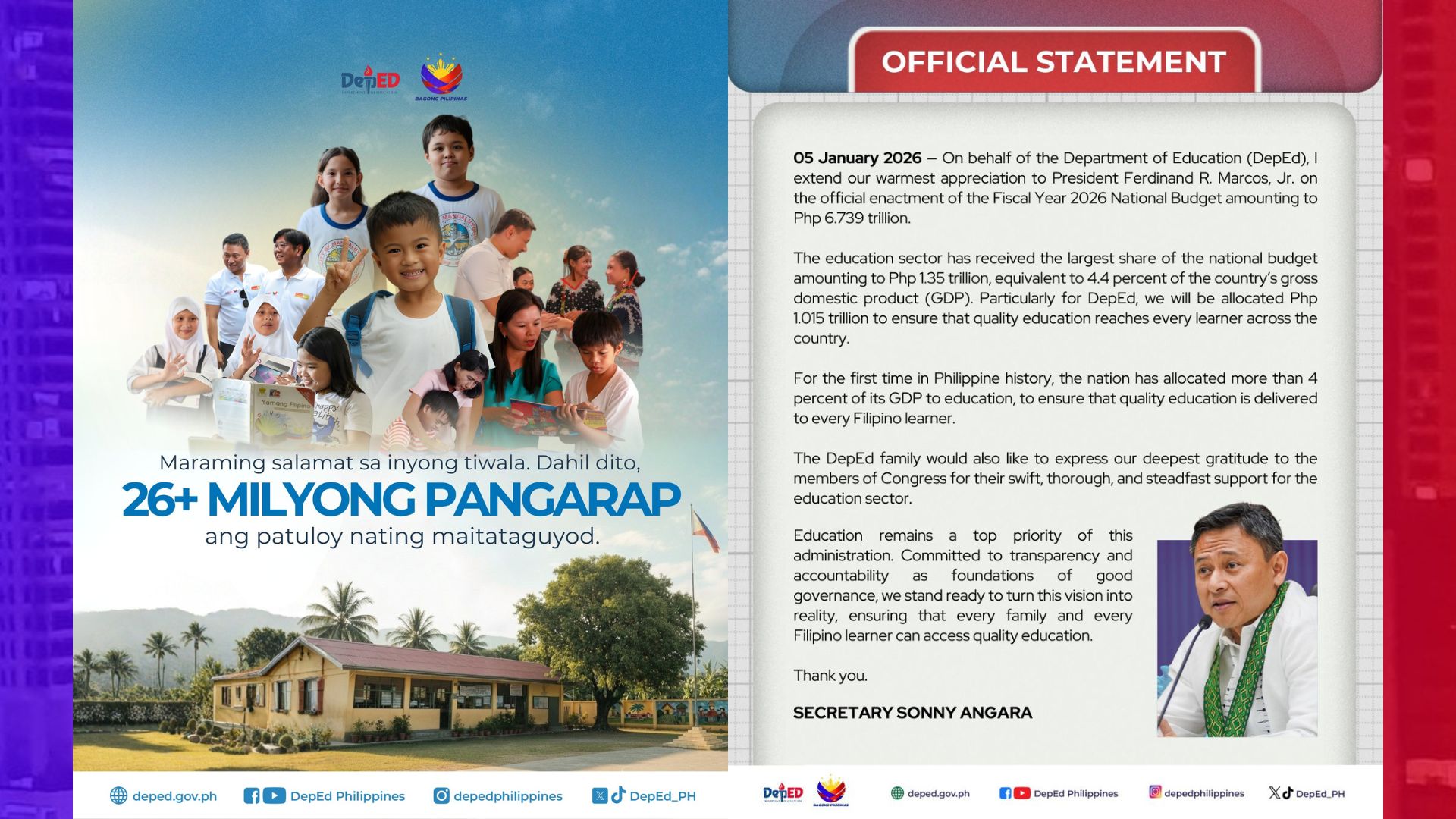 De kalidad na edukasyon sa bawat estudyanteng Pinoy siniguro ng DepEd