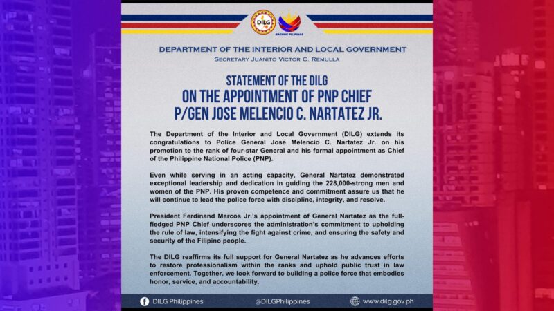 DILG siniguro ang suporta kay Nartatez