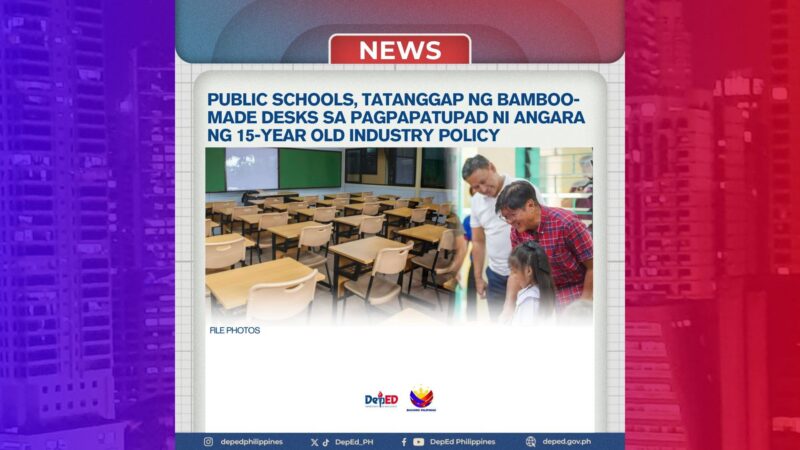 Mesa, upuan na gawa sa kawayan ipamamahagi sa public schools