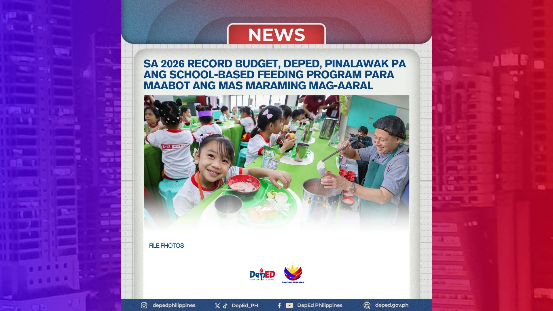 Malnutrisyon sa mga paaralan kasama sa paglalaanan ng DepEd budget
