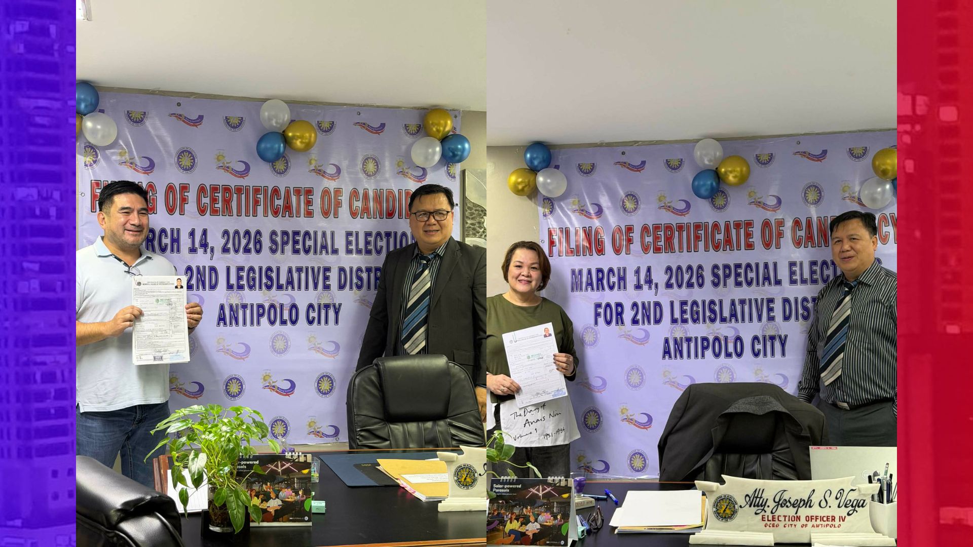 2 pang aspirante naghain ng COC para tumakbong kongresista sa Antipolo