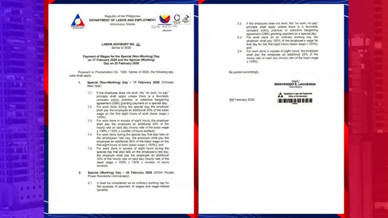 DOLE nagpaalala sa mga employer sa tamang pagpapasahod sa Chinese New Year