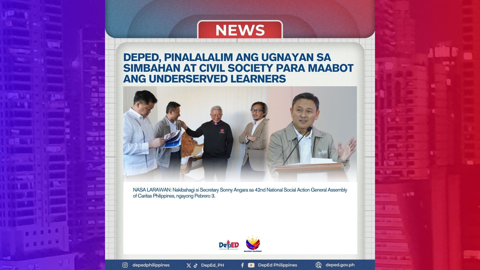 Pakikipagtulungan sa simbahan at civil society groups pinaigting ng DepEd
