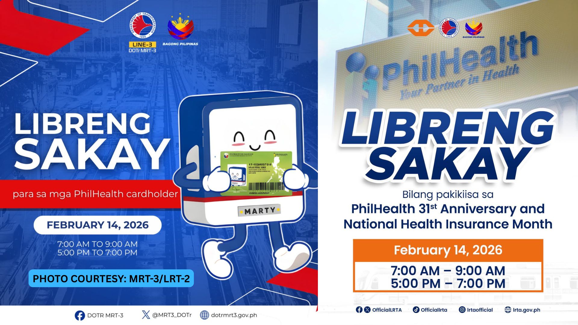 MRT at LRT may Libreng Sakay sa Araw ng mga Puso