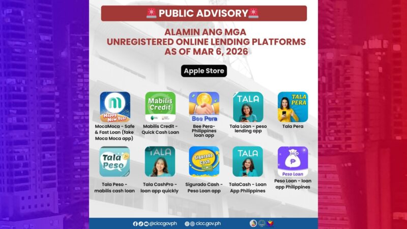 CICC nagpaalala sa mga hindi rehistadong Online Lending Platforms