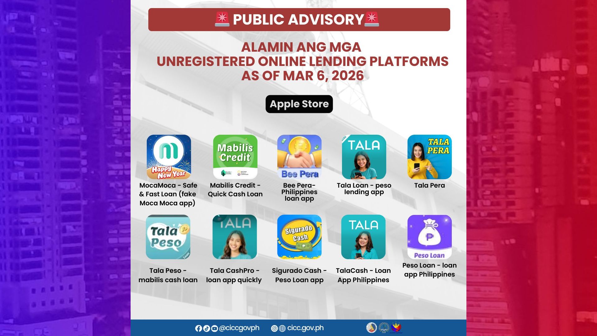 CICC nagpaalala sa mga hindi rehistadong Online Lending Platforms