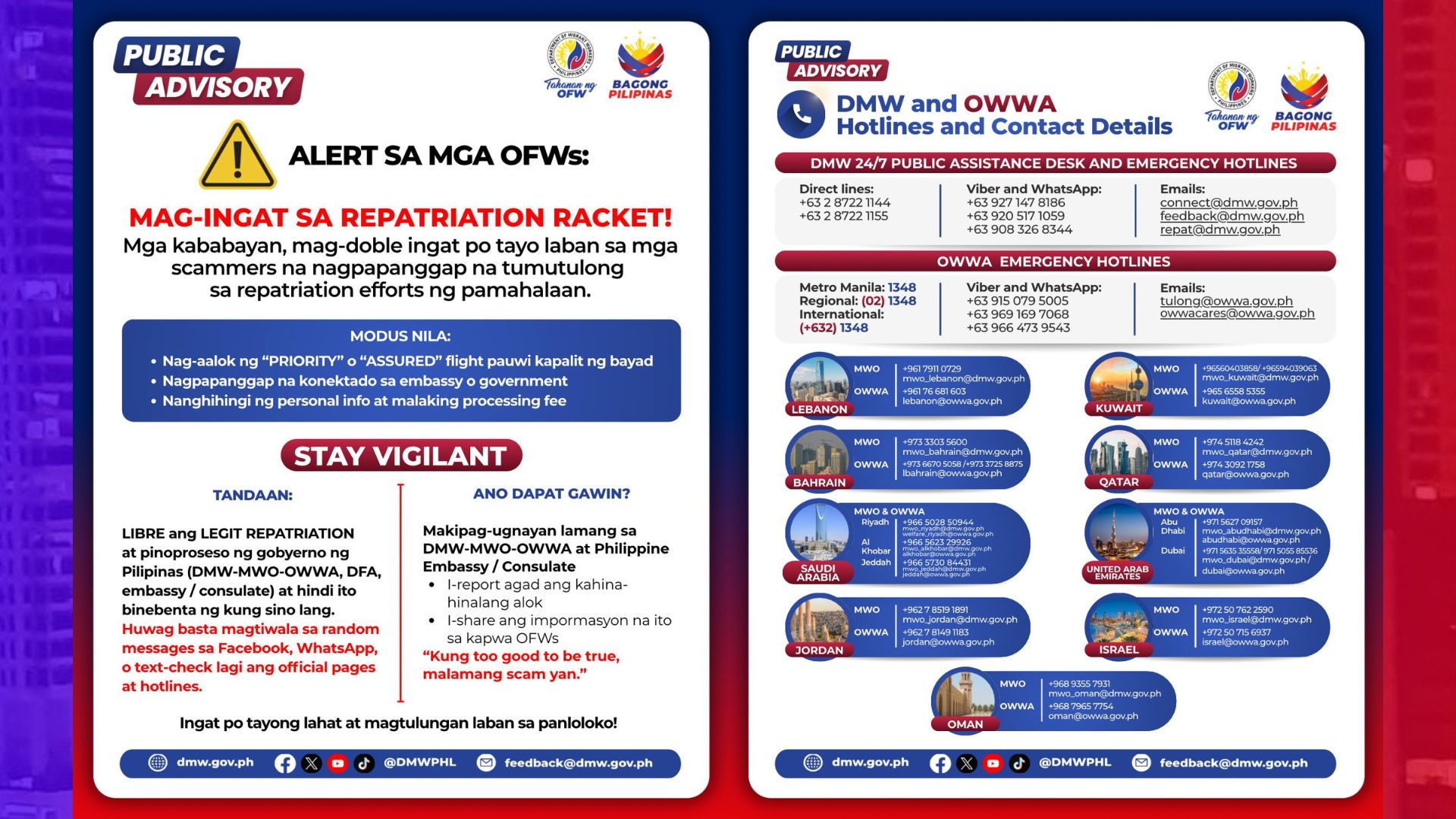 OFW repatriation ginagamit sa scam