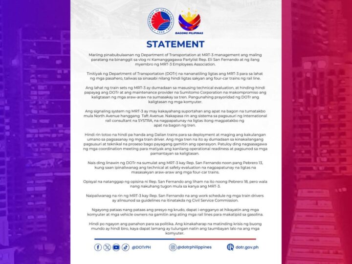 Pagsakay sa MRT-3 nananatiling ligtas – DOTr