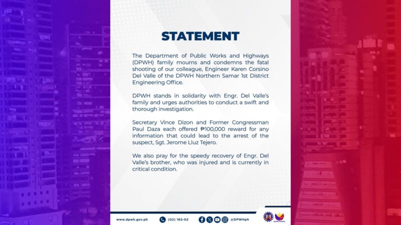 P200K reward inilabas para mahuli ang sundalong bumaril sa DPWH Engineer sa Samar