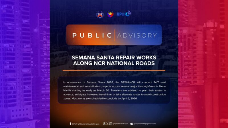 DPWH may sabayang road repairs sa iba’t ibang bahagi ng NCR