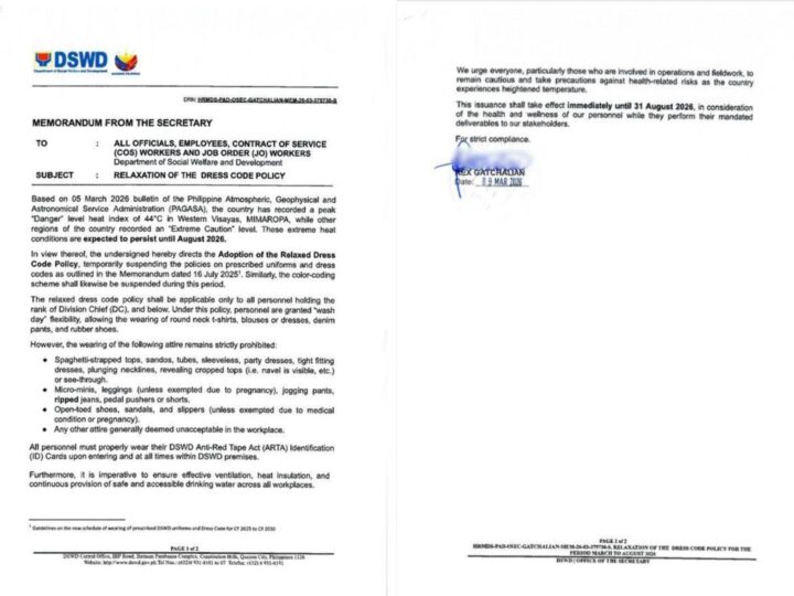DSWD hindi maghihigpit sa dress code dahil sa mainit na panahon