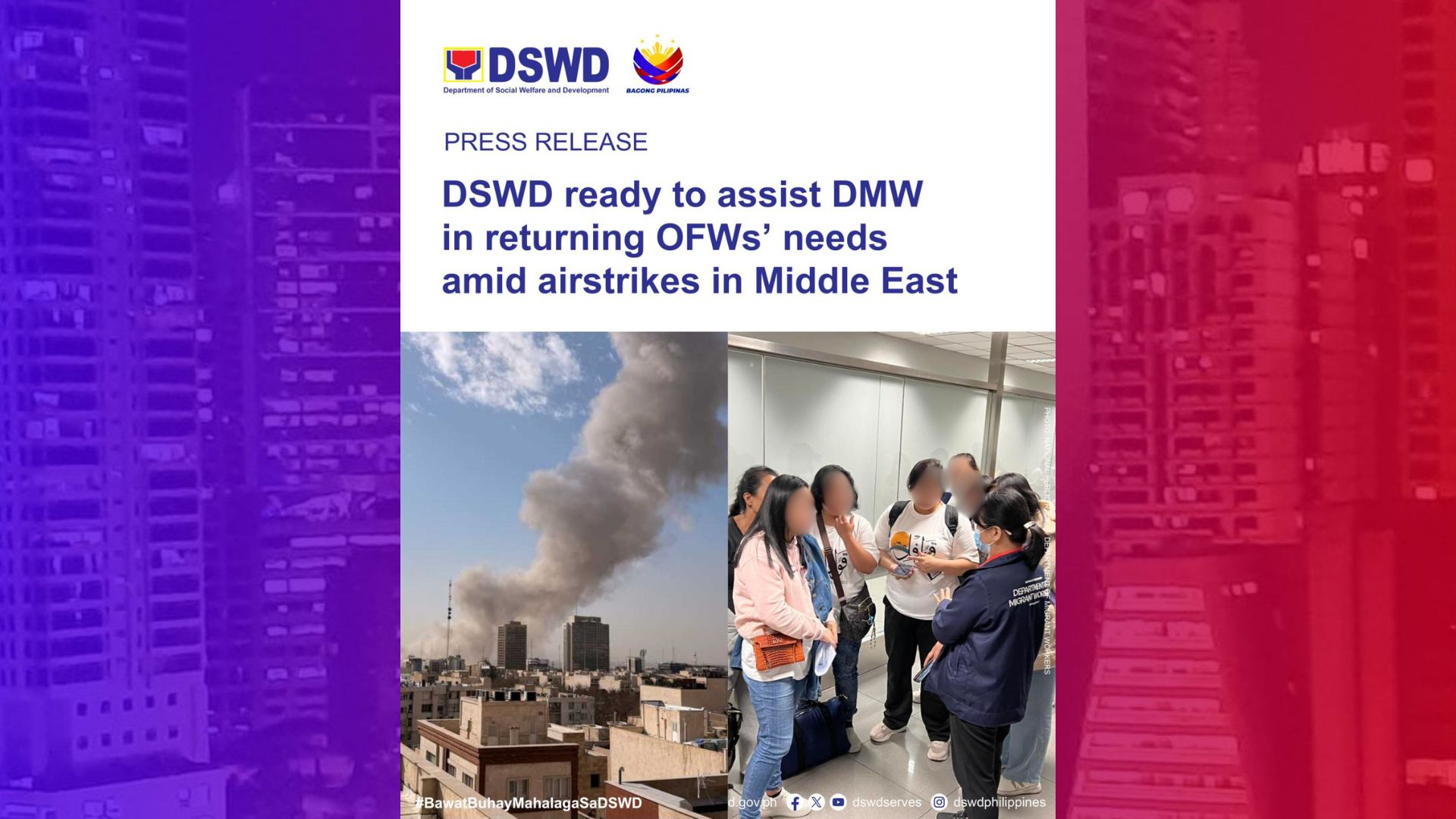 DSWD inihahanda na ang tulong sa mga uuwing Pinoy dahil sa gulo sa Middle East