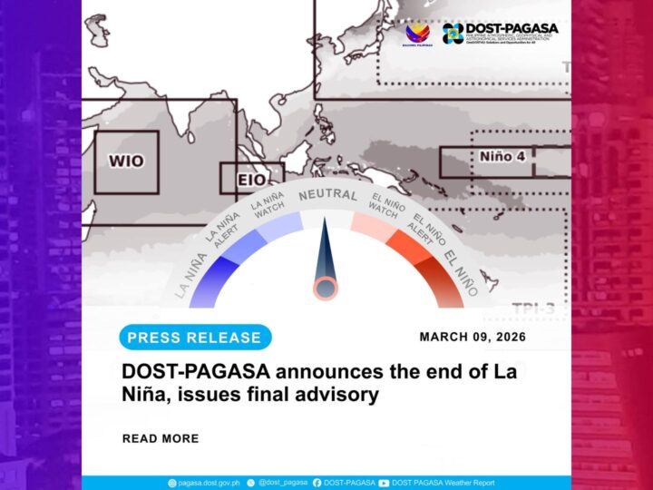 Pag-iral ng La Niña natapos na – PAGASA
