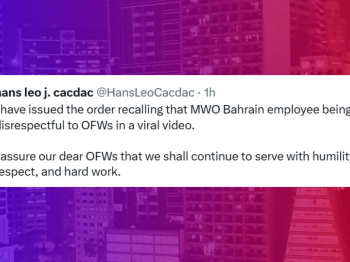 DMW staff sa Bahrain pinababalik sa bansa matapos ang maling pagtrato sa mga OFW