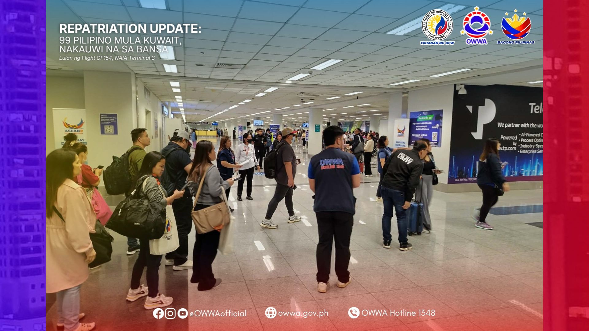 Panibagong batch ng mga Pinoy galing Kuwait nakauwi na ng bansa