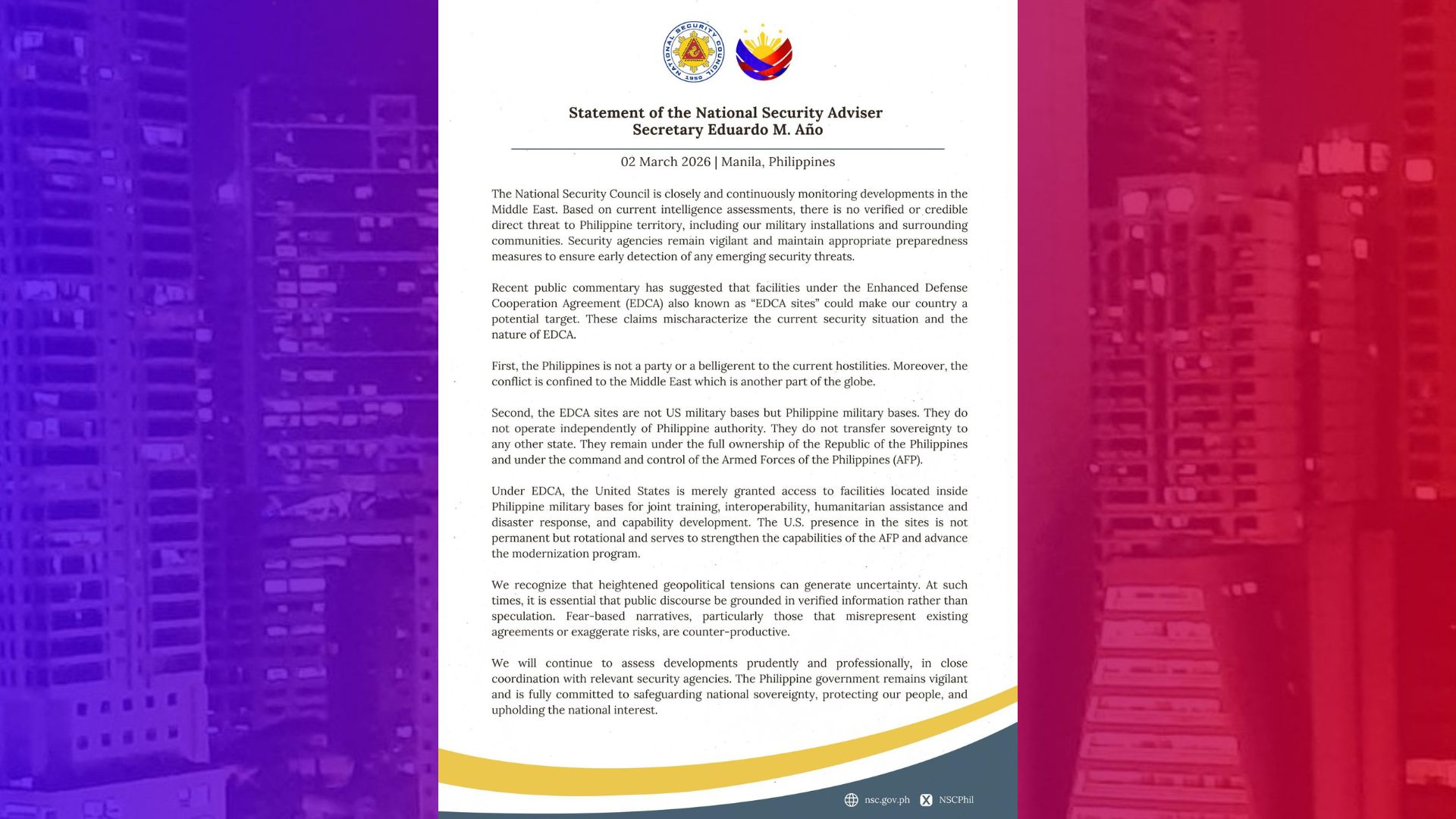 EDCA sites sa Pinas hindi maituturing na US military bases