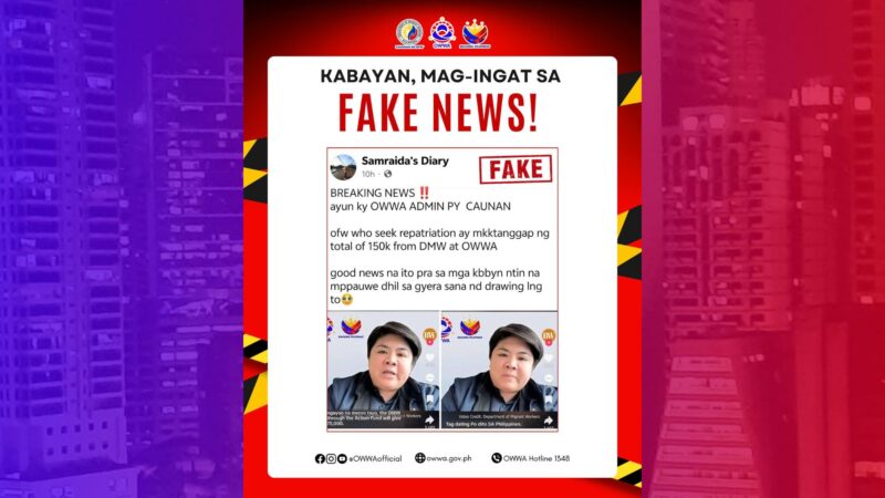 P150K para sa mga uuwing OFWs peke ayon sa OWWA