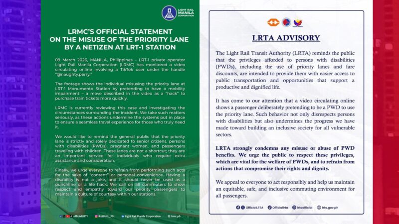 Pag-abuso sa priority lane sa LRT-1 iniimbestigahan na