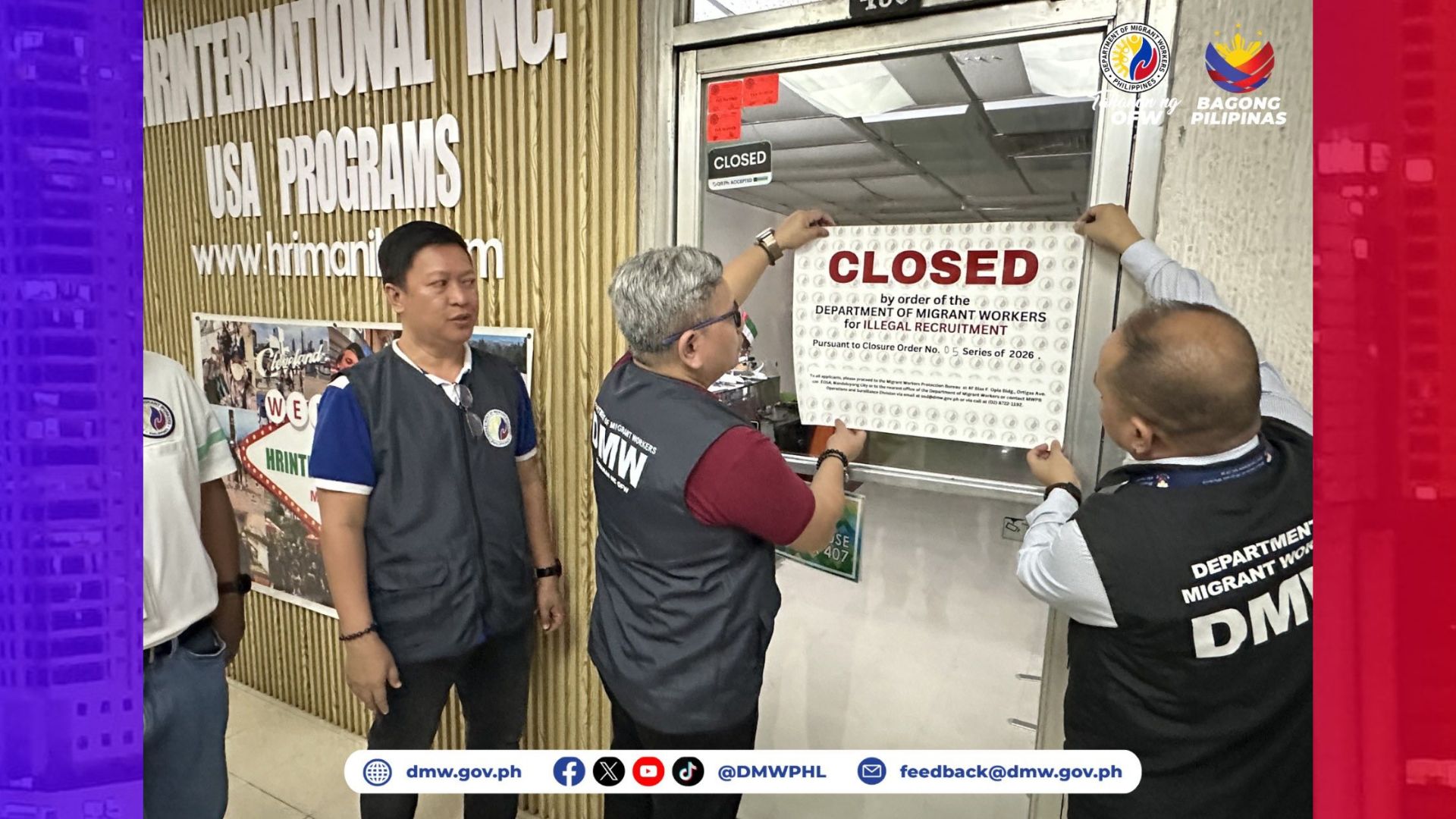 Kumpanyang sangkot sa illegal recruitment ipinasara ng DMW