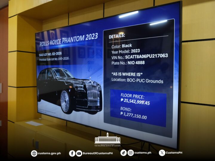 BOC kumita ng P80M ngayong taon sa auction ng Luxury Vehicles