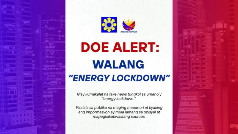 Walang energy lockdown ayon sa DOE
