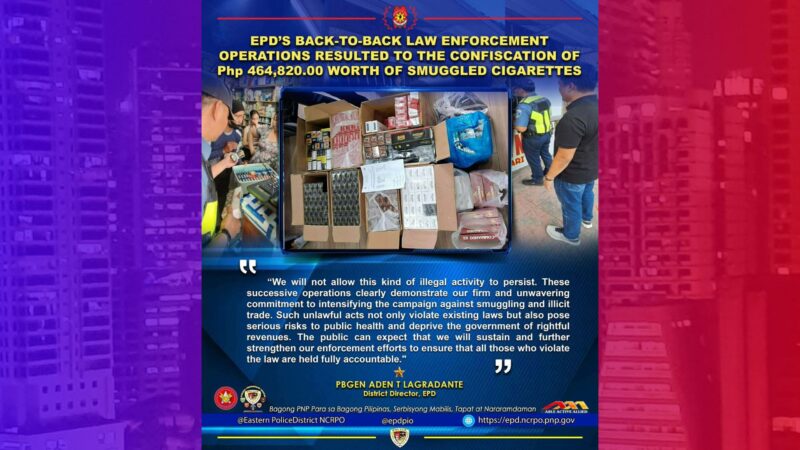 Puslit na yosi ibinebenta sa San Juan at Marikina, nakumpiska