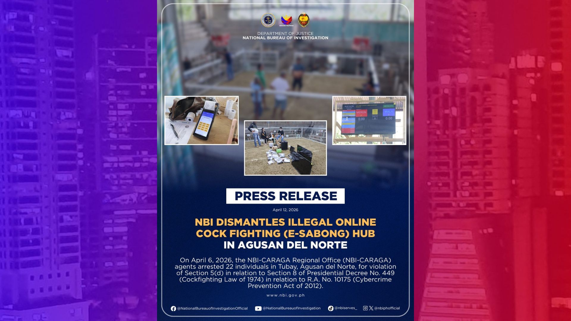 Operasyon ng e-sabong nabuwag sa Agusan, 22 ang timbog