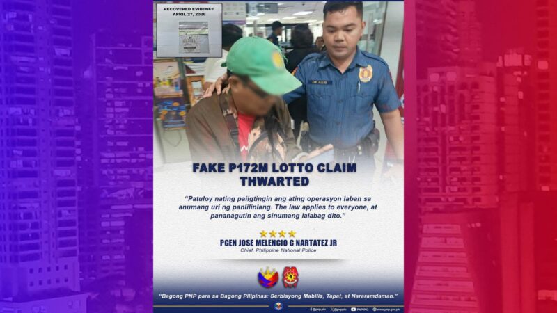 Lalaki nagpanggap na tumama sa lotto arestado sa PCSO Compound