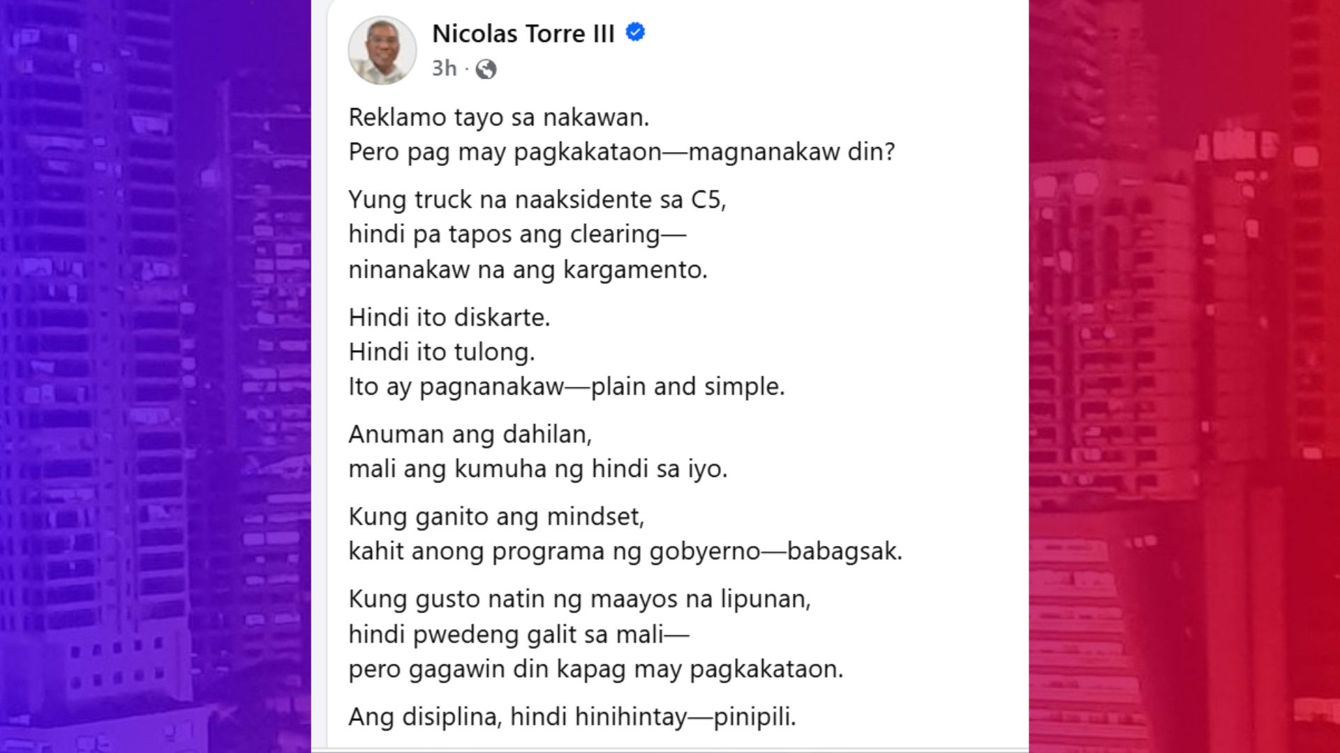 Nakawan sa naaksidenteng truck sa C5 kinondena ng MMDA