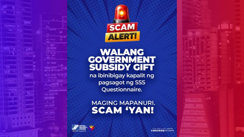 Publiko pinag-iingat sa government subsidy kapalit ang pagsagot sa SSS Questionnaire