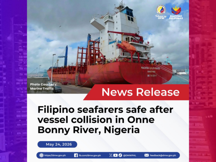 14 na Pinoy Marino ligtas matapos ang banggaan ng 2 barko sa Nigeria