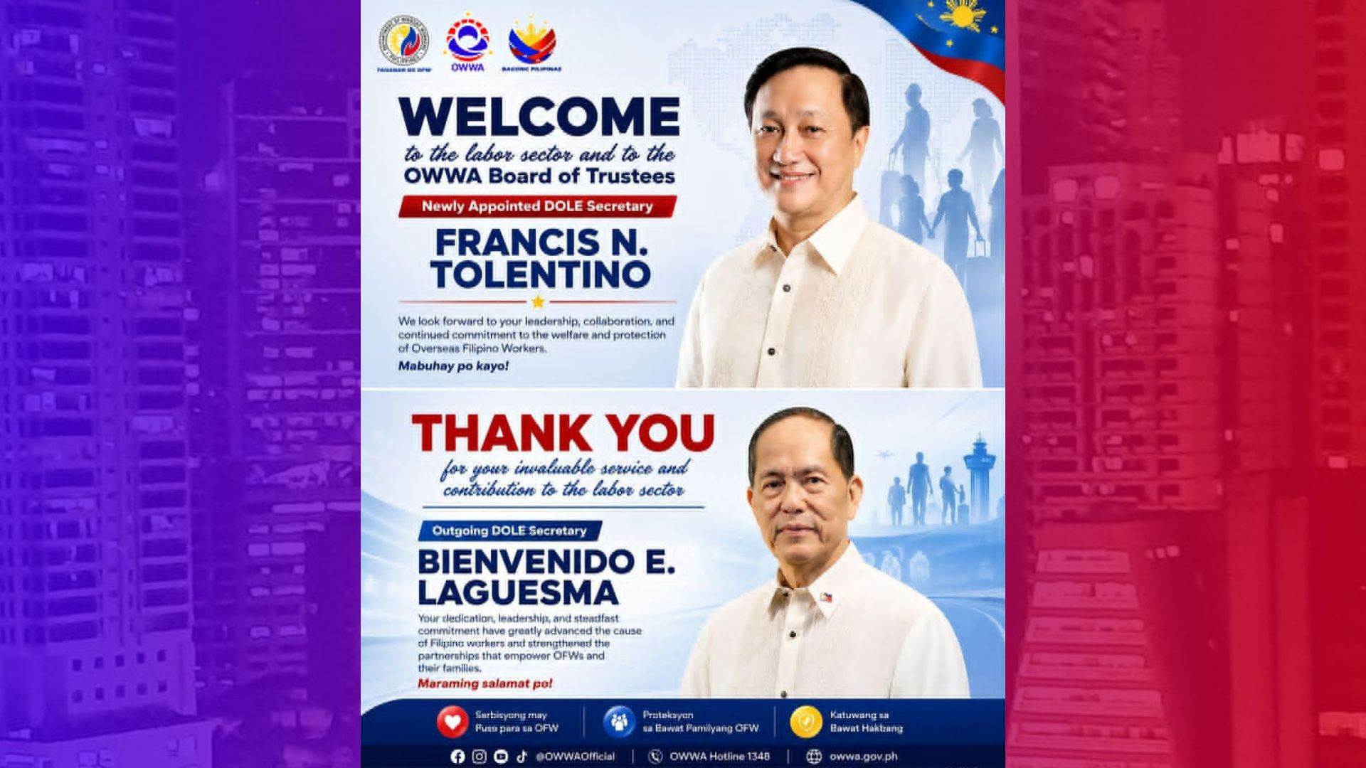 Sec. Tolentino bagong DOLE chief