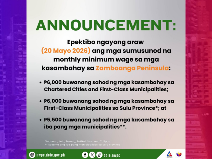 Taas-sahod sa mga kasambahay sa Zamboanga epektibo na