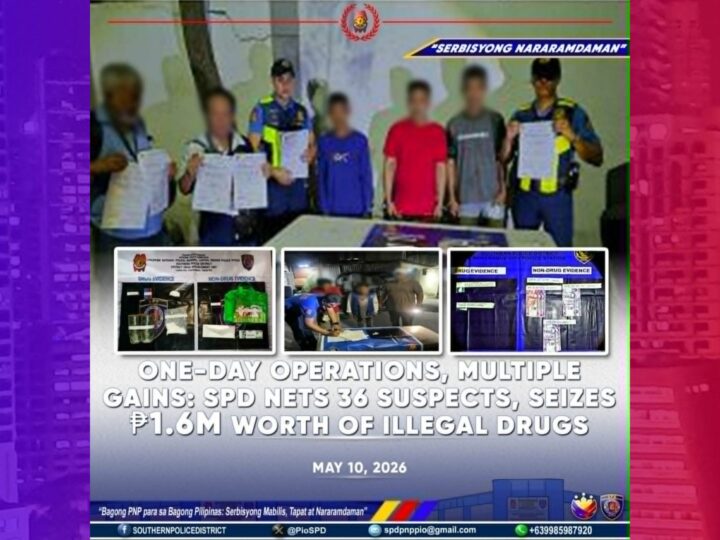36 suspek naaresto ng SPD, higit ₱1.6M na halaga ng ilegal na droga nakumpiska