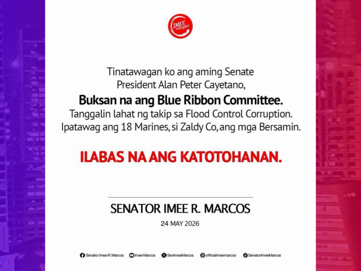 Sen. Imee humirit na ipatawag sa Blue Ribbon Hearing ang 18 Marines at si Zaldy Co
