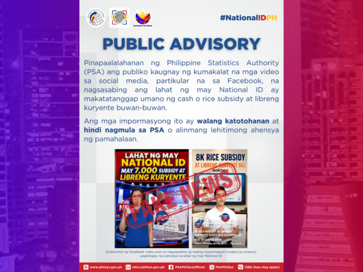 P7K subsidy at libreng kuryente sa mga may National ID, fake news ayon sa PSA