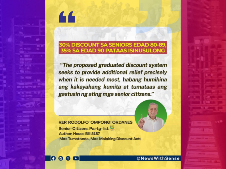 Dagdag-diskwento sa mga edad 70 pataas isinulong sa Kamara
