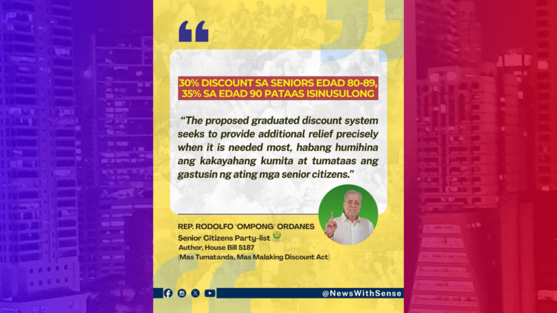 Dagdag-diskwento sa mga edad 70 pataas isinulong sa Kamara