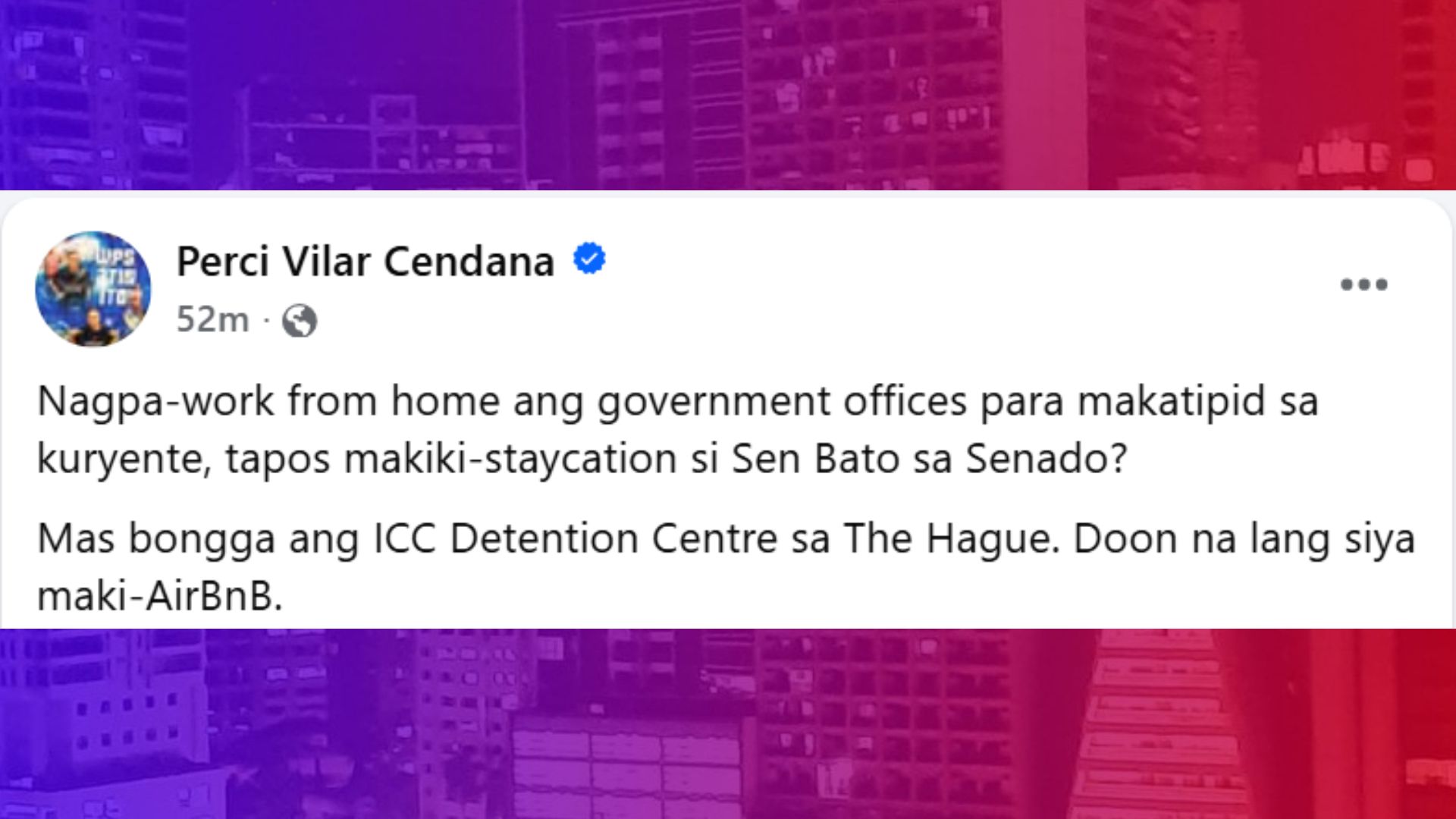 Sen. Bato dapat sa The Hague na lng mag-Airbnb