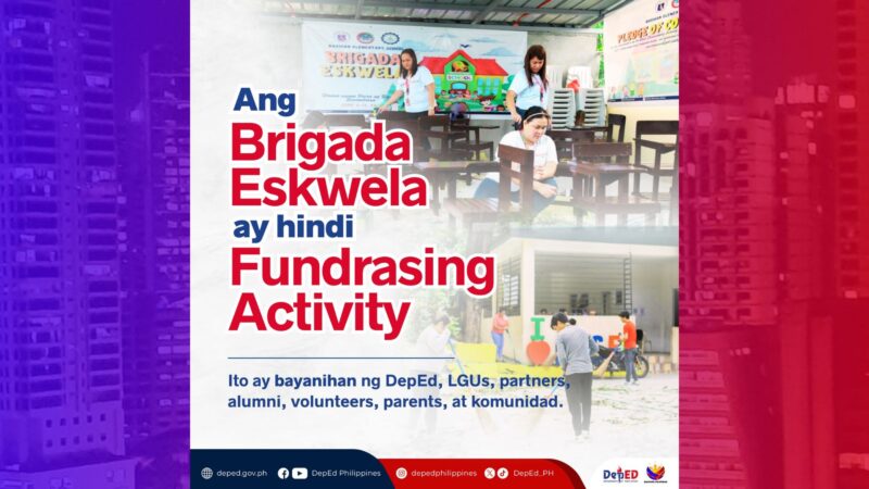 DepEd nagpaalala sa No Collection Policy sa Brigada Eskwela