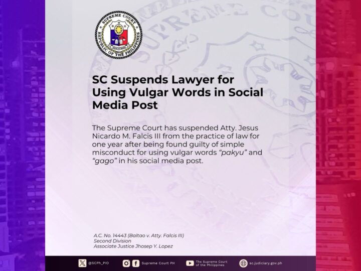 Atty. Jesus Falcis sinuspinde ng Korte Suprema dahil sa bulgar na tweet noong 2018
