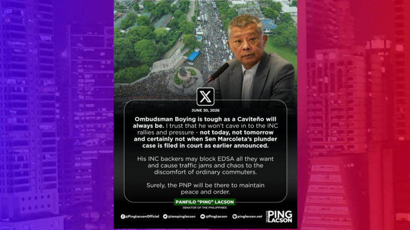 Ombudsman Biyong hindi titiklop sa protesta ng supporters ni Marcoleta