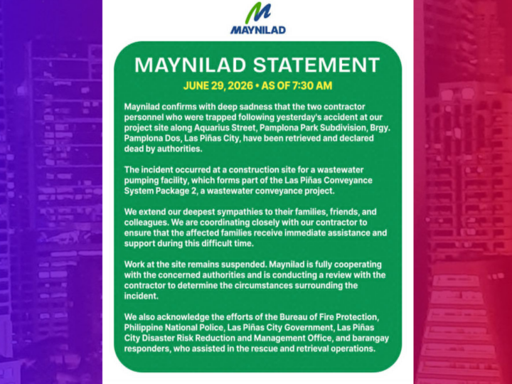 2 trabahador nasawi sa pagguho ng hukay sa ginagawang tubo ng Maynilad sa Las Piñas