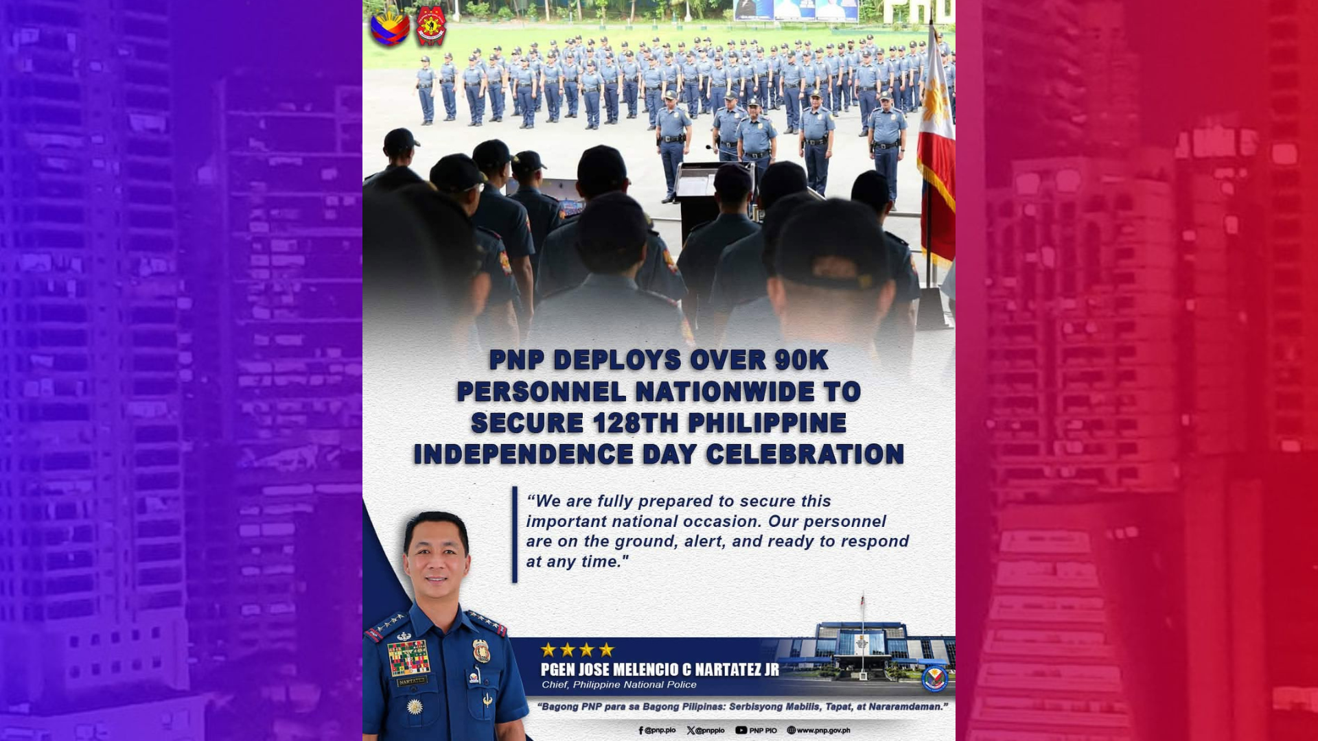 Halos 90K tauhan ipakakalat sa buong bansa sa Independence Day