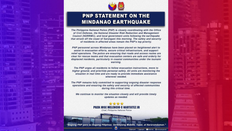 PNP nagtaas ng alerto sa buong Mindanao