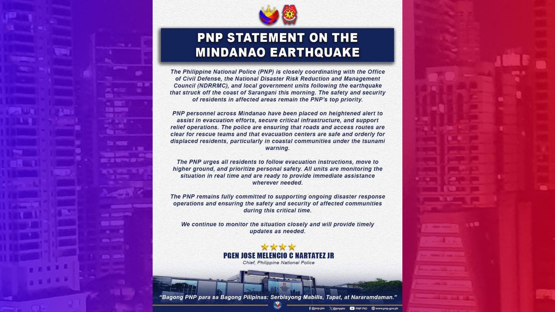 PNP nagtaas ng alerto sa buong Mindanao