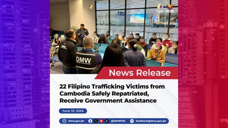 22 Pinoy trafficking victims sa Cambodia nakauwi na sa bansa