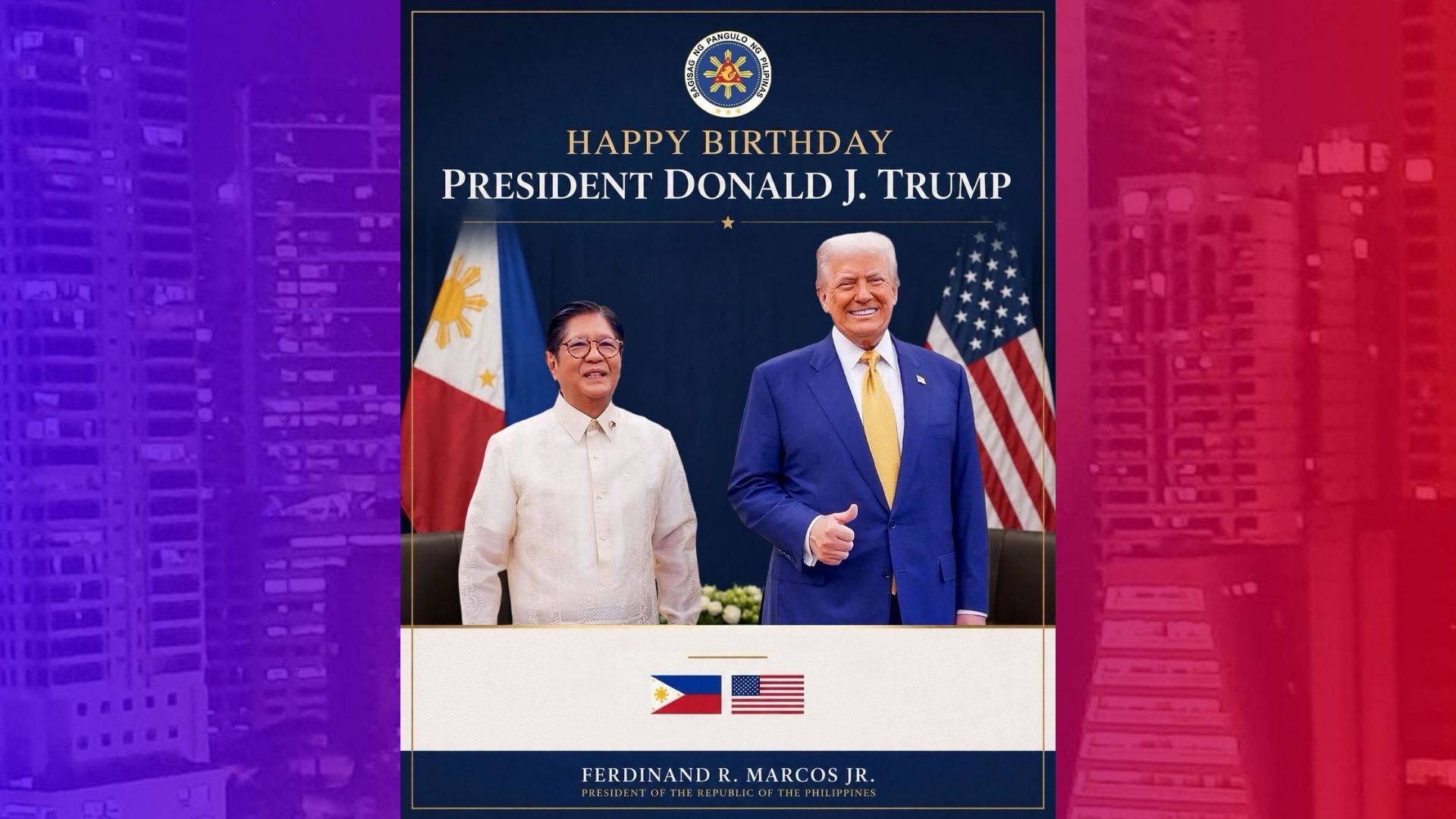 PBBM may birthday wish para kay US Pres. Donald Trump
