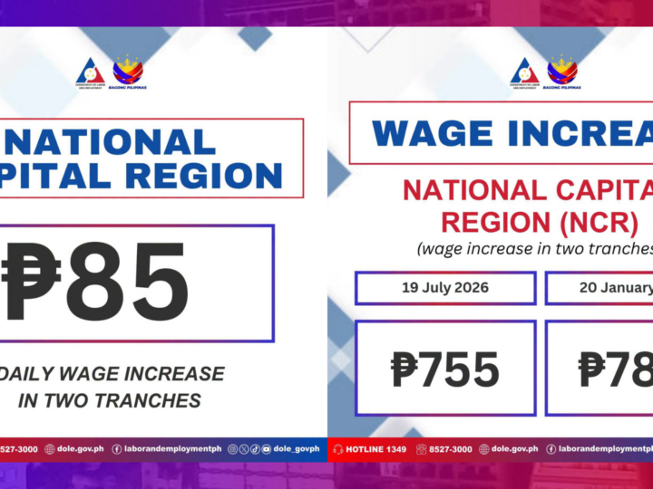 Unang tranche ng P85 wage hike sa NCR epektibo sa July 19
