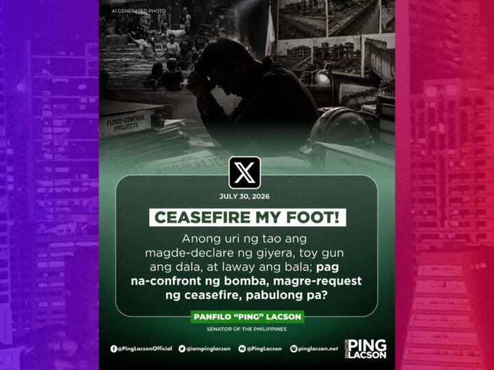 Alok na ceasefire ni Cayetano sinopla ni Lacson